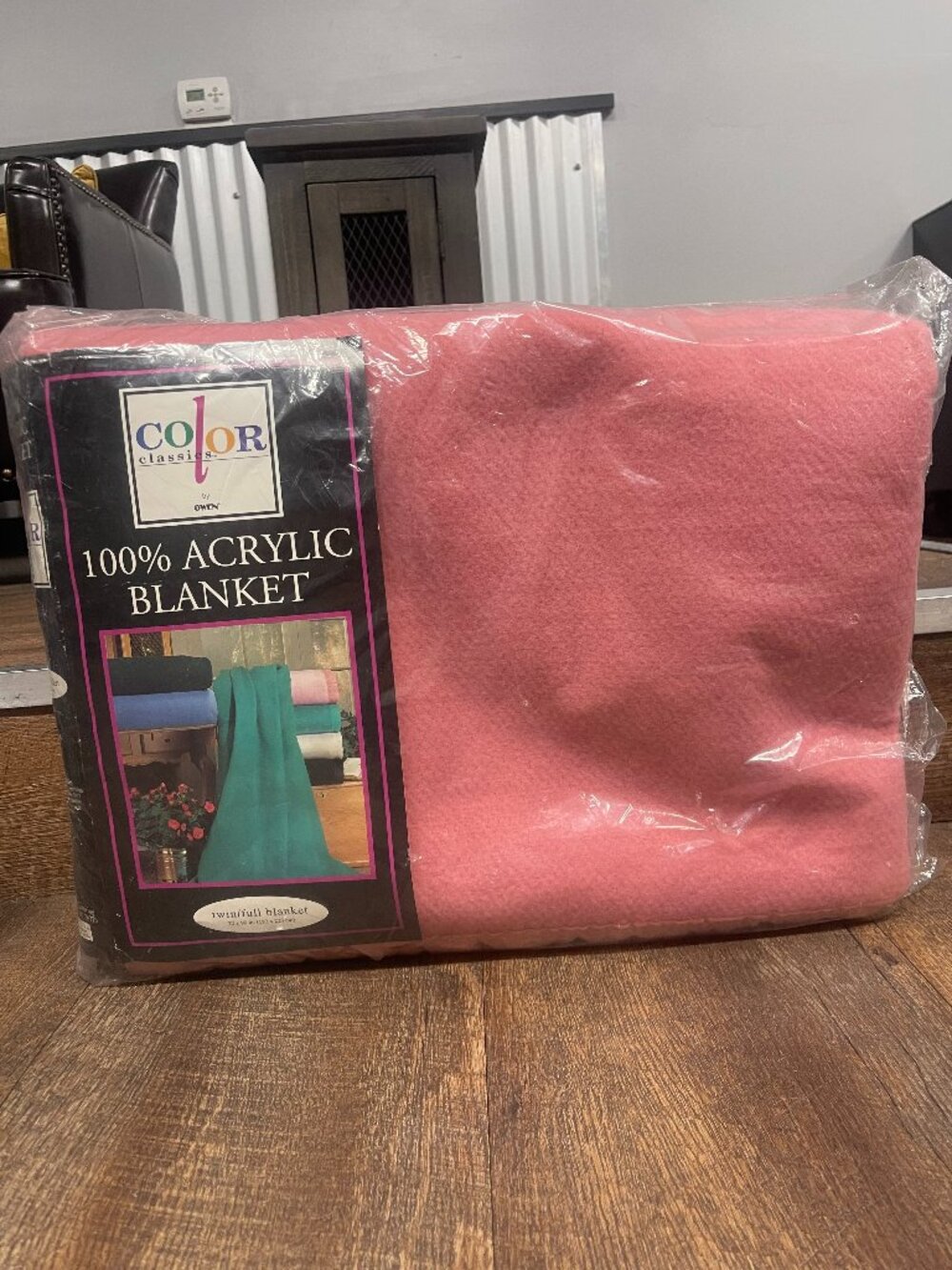 Vintage Owen Color Classics Pink Acrylic Blanket 72x90 NOS